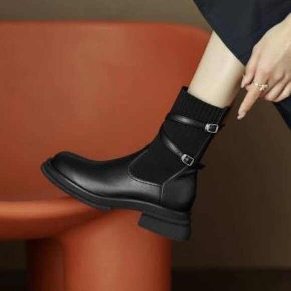 Women's Size 8.5 Black Ankle Boots Booties Fall Autumn - Picture 8 of 9